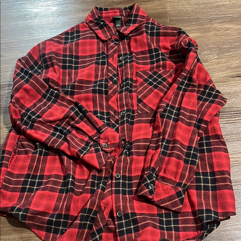 Wild Fable Red and Black Casual Button Down Shirt